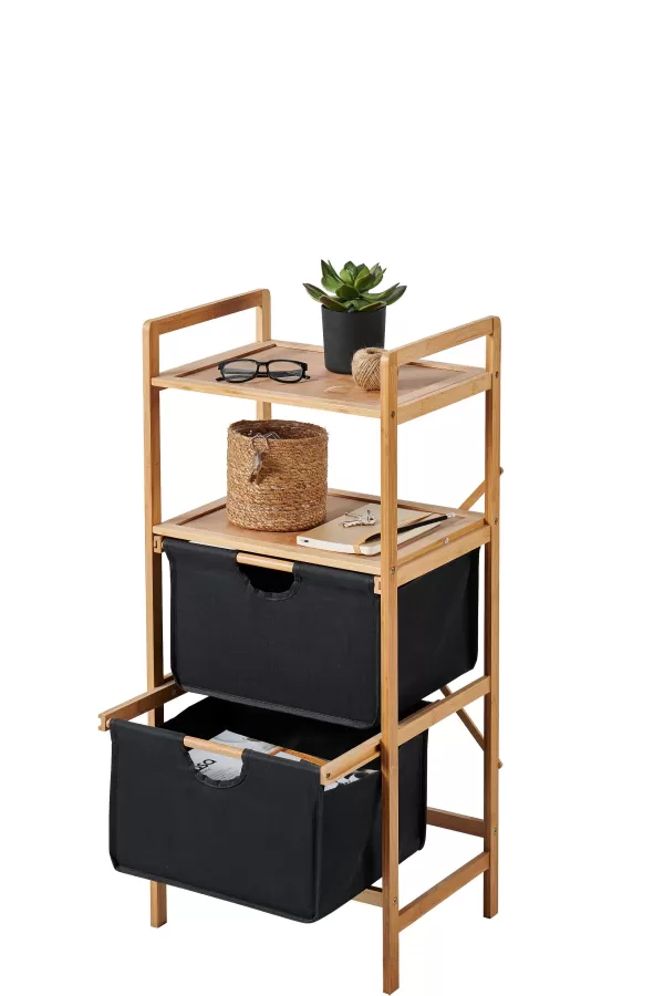 Bamboo C Moda De 2 Gavetas Preto, Natural>CASA Best