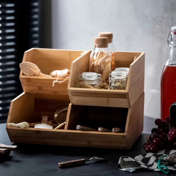 Bamboo Organizador Empilh Vel Natural>CASA Online