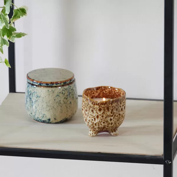 Ceramic Vela Em Pote Castanho>CASA Outlet