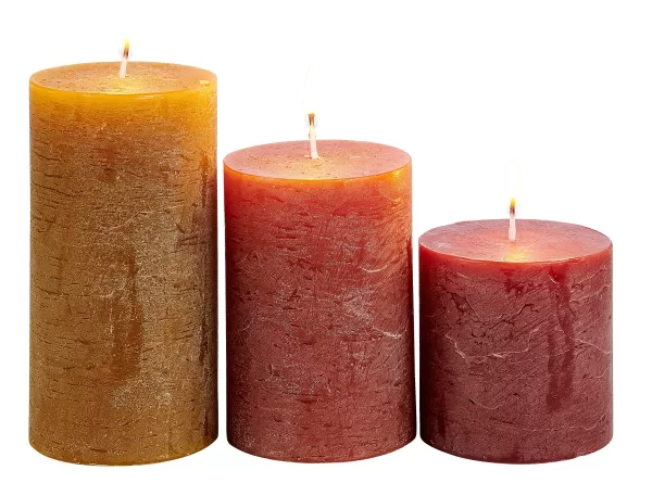 Rustic Velas Conjunto De 3 Verde, Creme, Roxo Claro>CASA Discount