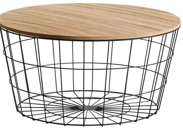Wire Xl Mesa Auxiliar Xl Preto, Natural>CASA Outlet